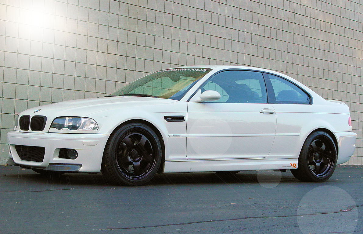 White bmw e46 with black rims